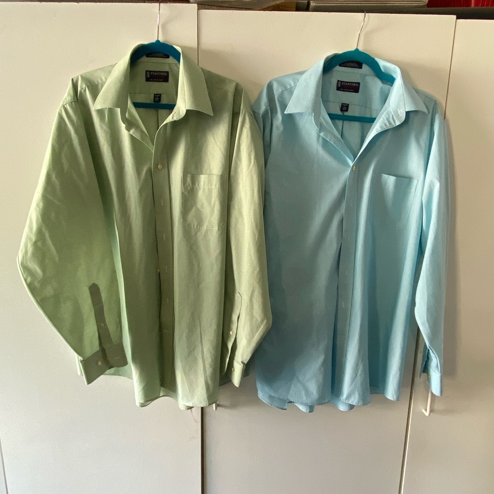 2-Stafford Button Down Long Sleeve Shirts 17 1/2